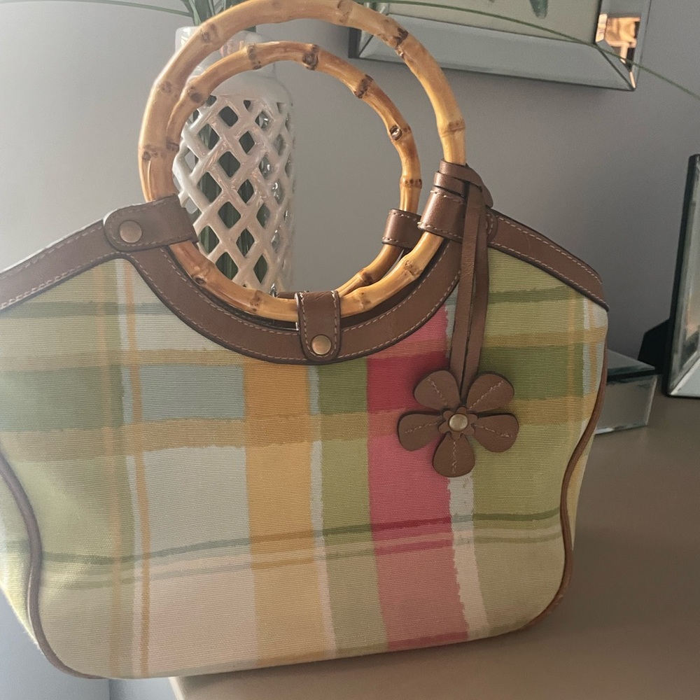 Teller bamboo plaid purse